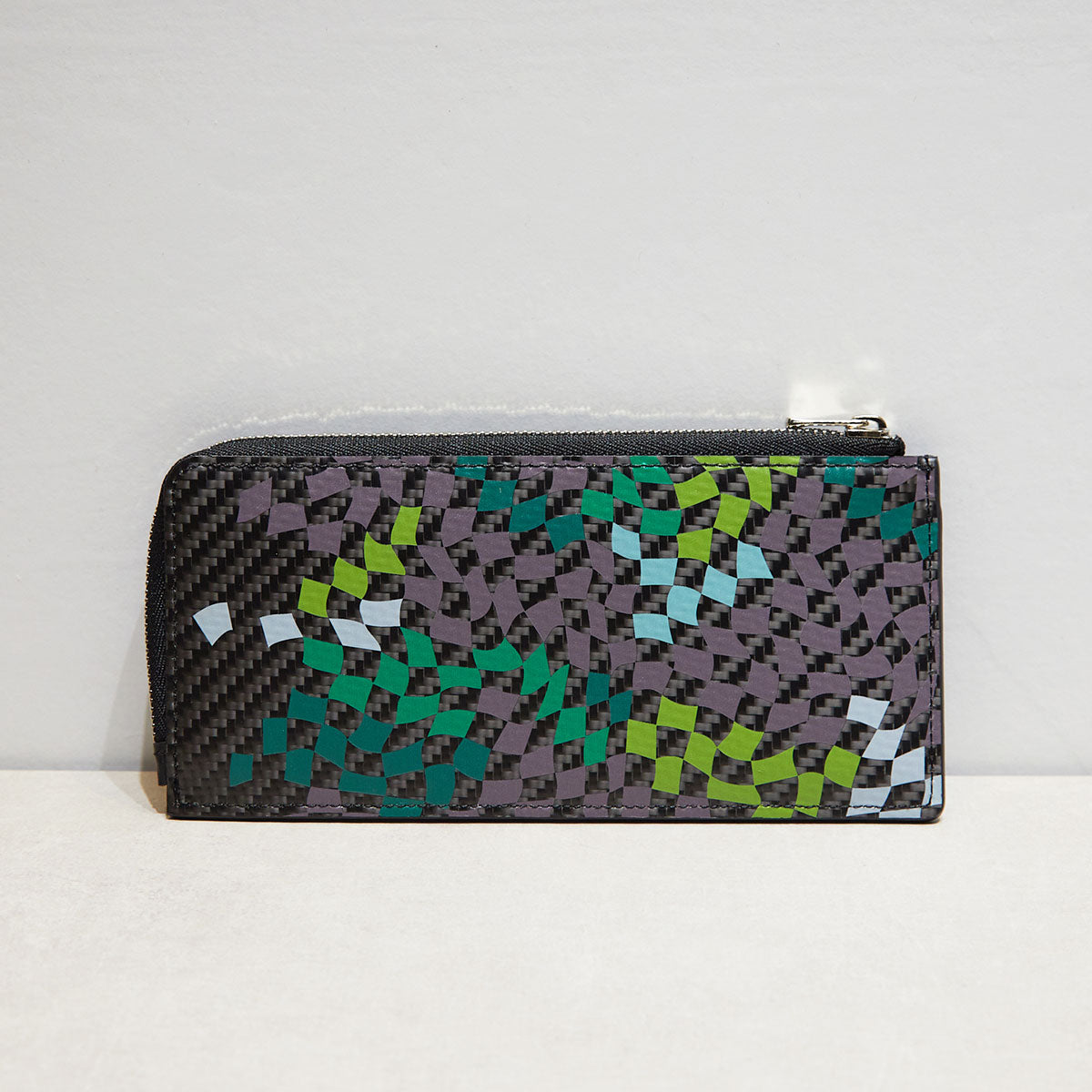 MINIMAL WALLET with MIKIO ART tile Green (CARBON FIBER)
